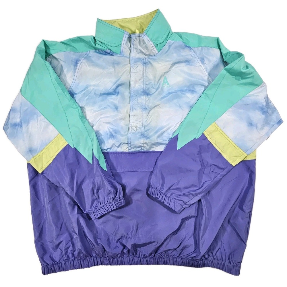 NWT Disney Animal Kingdom Hooded Half-Zip Windbreaker/raincoat Sz XL Blue Avatar